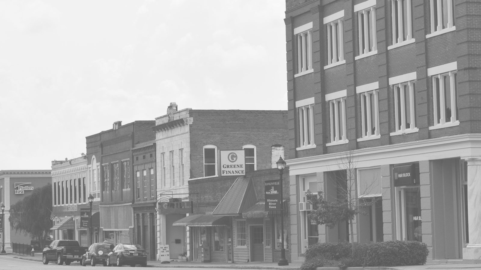 downtownbuildingsbwlight Hawkinsville Pulaski County