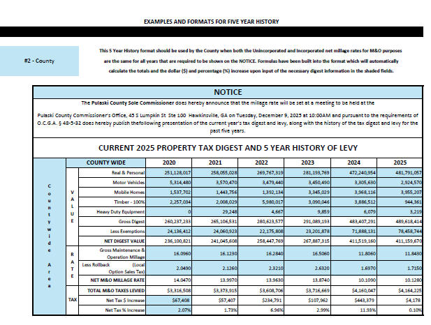 Tax Commissioner – Hawkinsville – Pulaski County